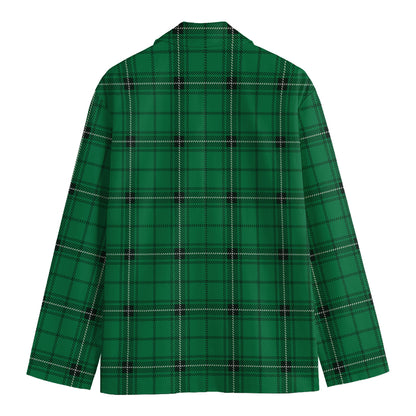 Green Stewart Tartan Print Men's Cotton Blazer
