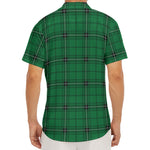 Green Stewart Tartan Print Men's Deep V-Neck Shirt