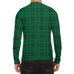 Green Stewart Tartan Print Men's Long Sleeve Rash Guard