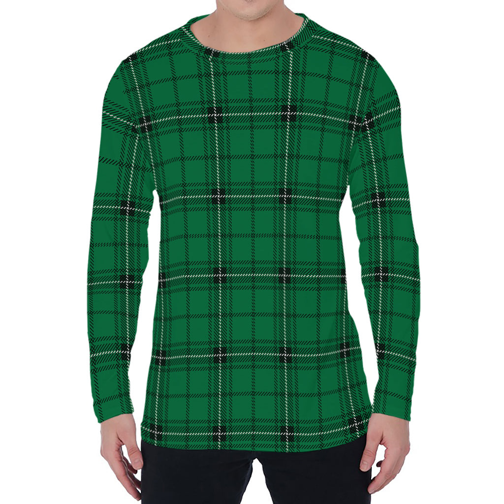 Green Stewart Tartan Print Men's Long Sleeve T-Shirt