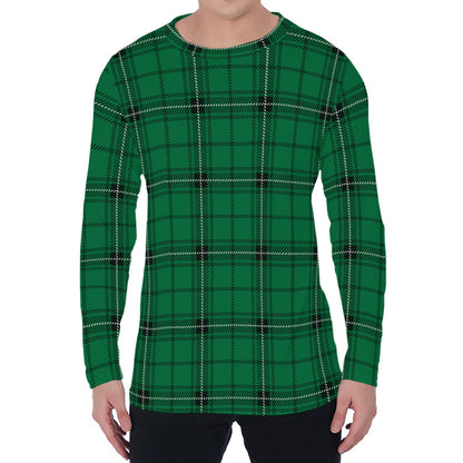 Green Stewart Tartan Print Men's Long Sleeve T-Shirt