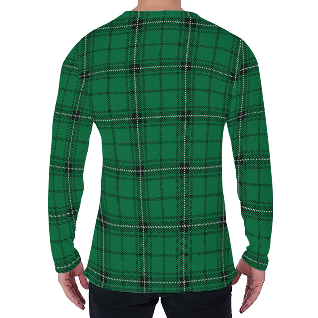 Green Stewart Tartan Print Men's Long Sleeve T-Shirt