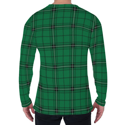 Green Stewart Tartan Print Men's Long Sleeve T-Shirt