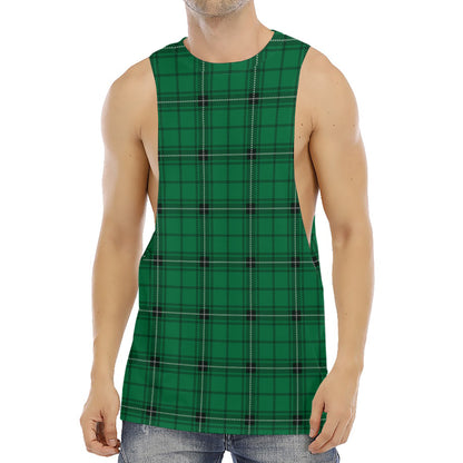 Green Stewart Tartan Print Men's Muscle Tank Top