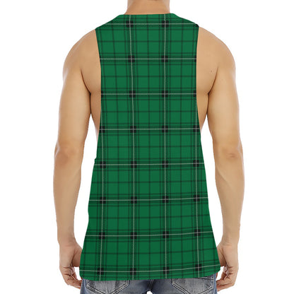 Green Stewart Tartan Print Men's Muscle Tank Top
