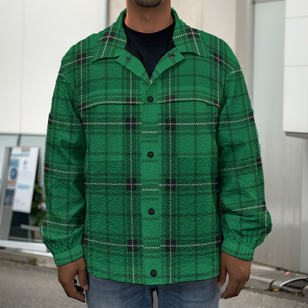 Green Stewart Tartan Print Men's Shirt Jacket