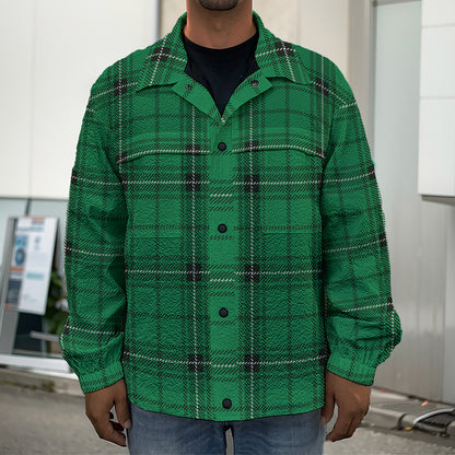 Green Stewart Tartan Print Men's Shirt Jacket