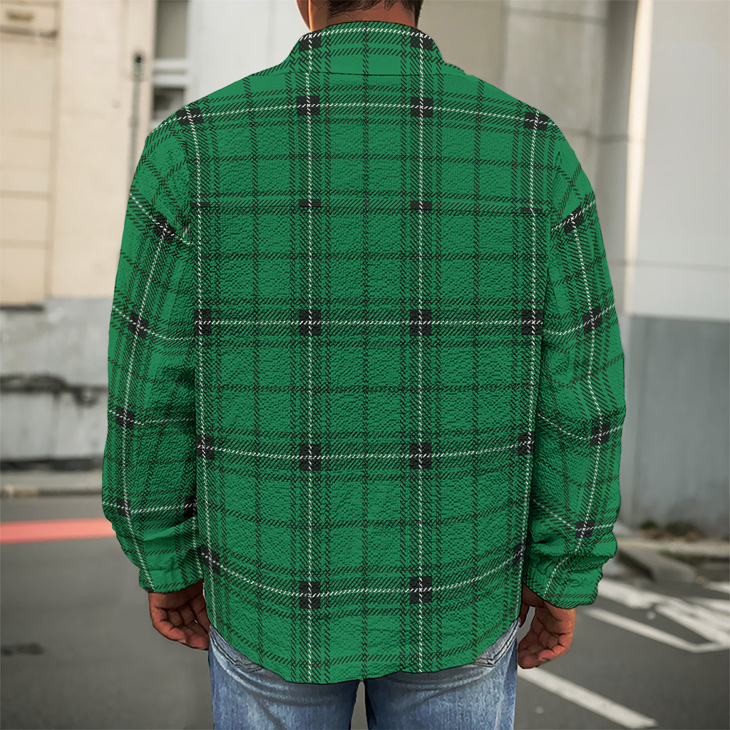 Green Stewart Tartan Print Men's Shirt Jacket