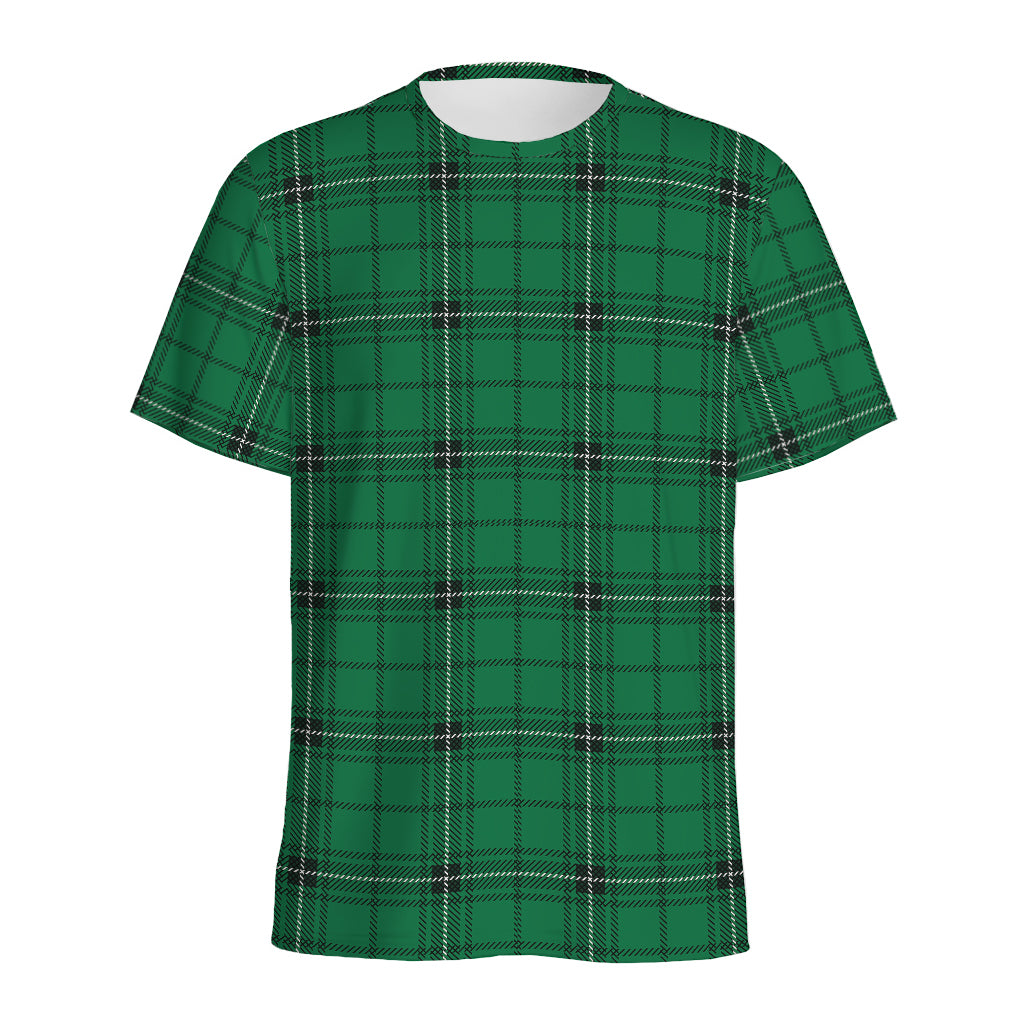 Green Stewart Tartan Print Men's Sports T-Shirt