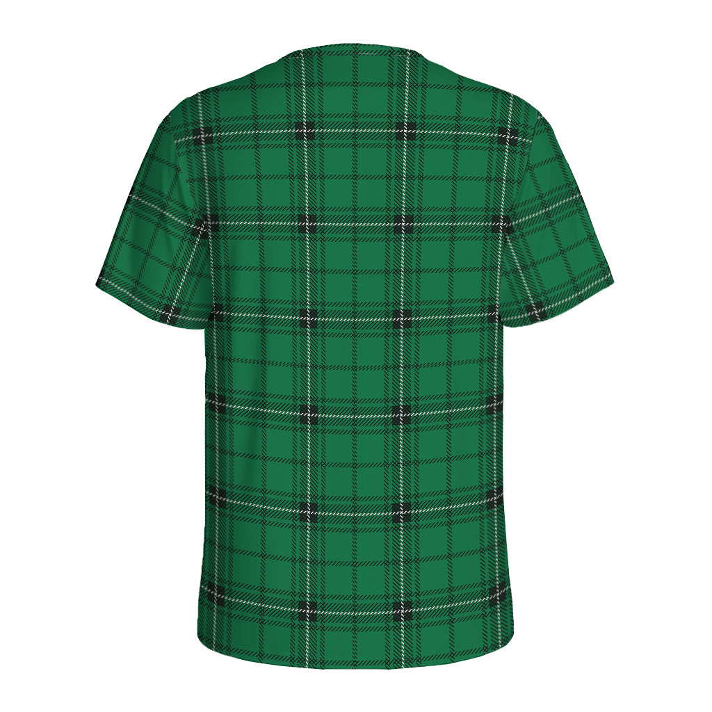 Green Stewart Tartan Print Men's Sports T-Shirt