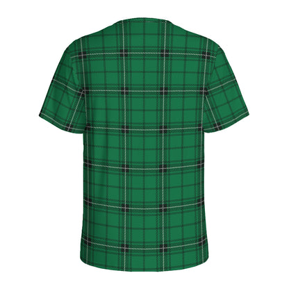Green Stewart Tartan Print Men's Sports T-Shirt