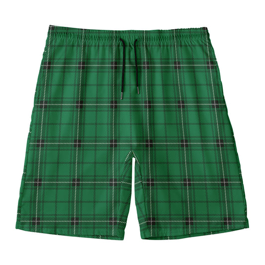 Green Stewart Tartan Print Men's Swim Trunks