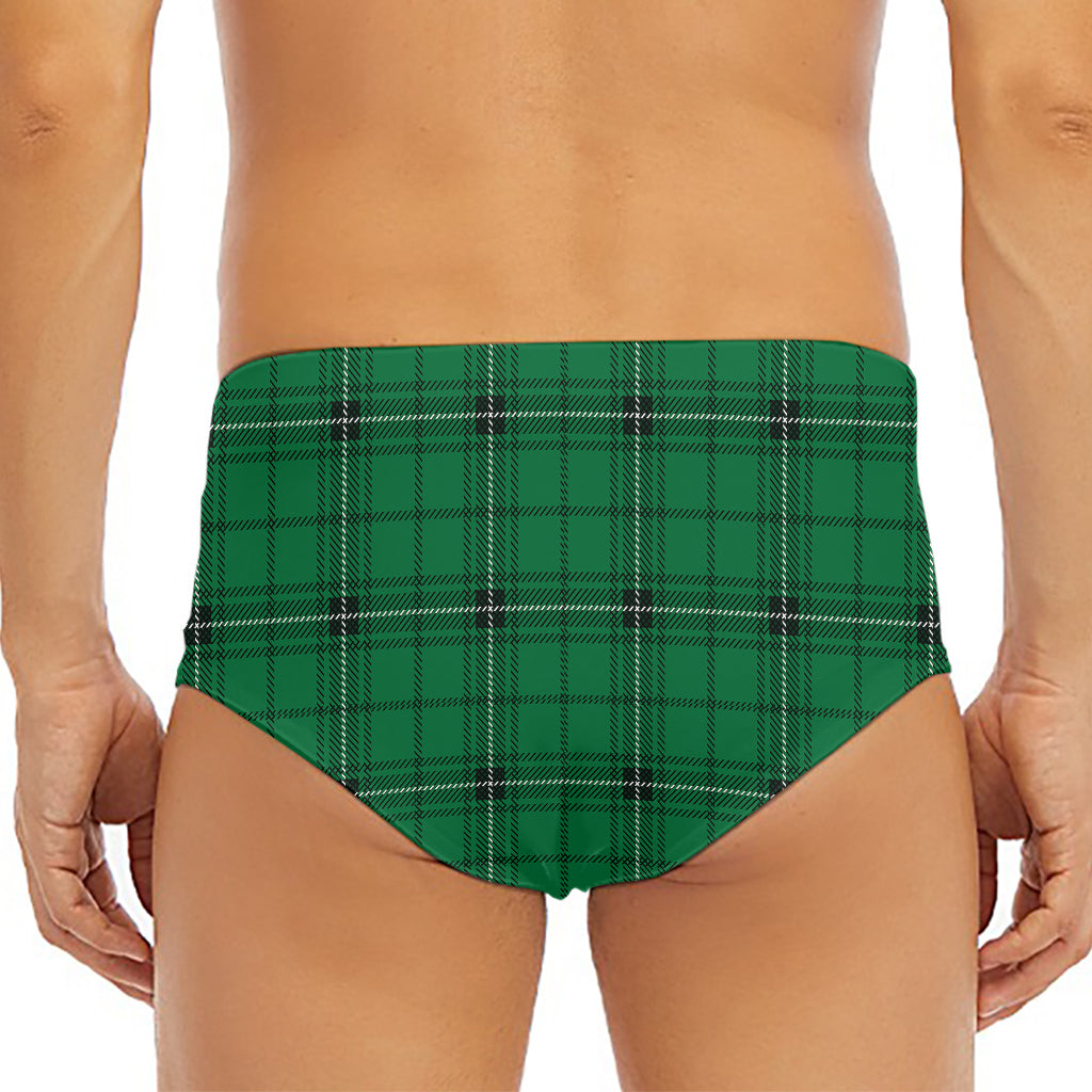 Green Stewart Tartan Print Men's Triangle Swim Briefs