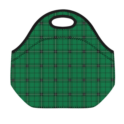 Green Stewart Tartan Print Neoprene Lunch Bag