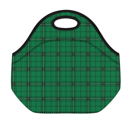 Green Stewart Tartan Print Neoprene Lunch Bag