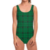 Green Stewart Tartan Print One Piece Swimsuit