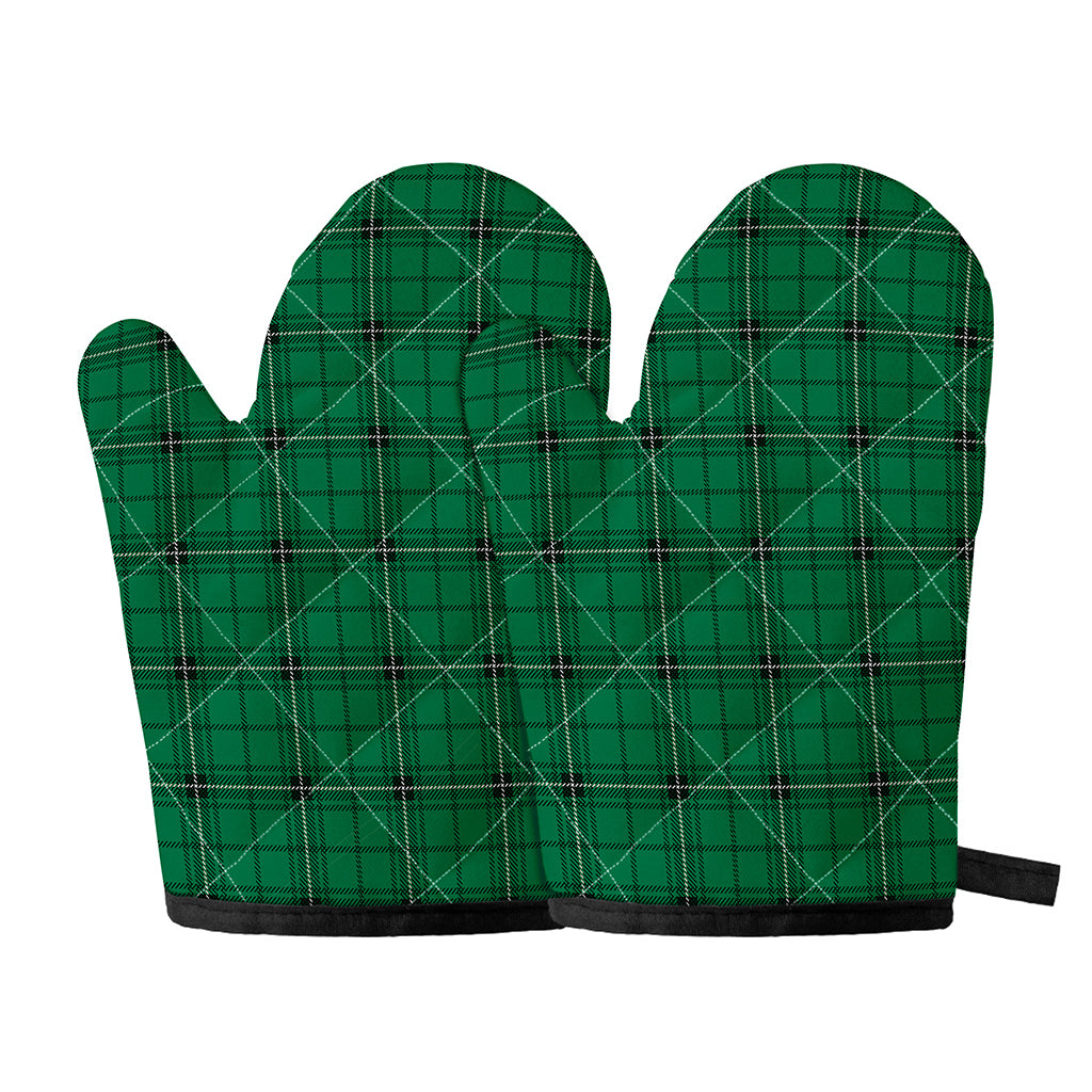 Green Stewart Tartan Print Oven Mitts