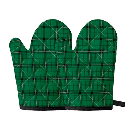 Green Stewart Tartan Print Oven Mitts