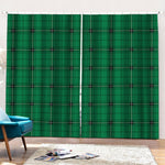 Green Stewart Tartan Print Pencil Pleat Curtains