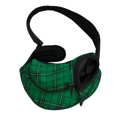 Green Stewart Tartan Print Pet Sling Carrier