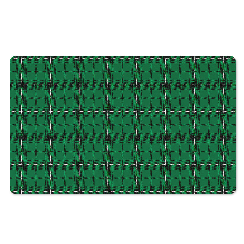 Green Stewart Tartan Print Polyester Doormat