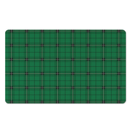 Green Stewart Tartan Print Polyester Doormat