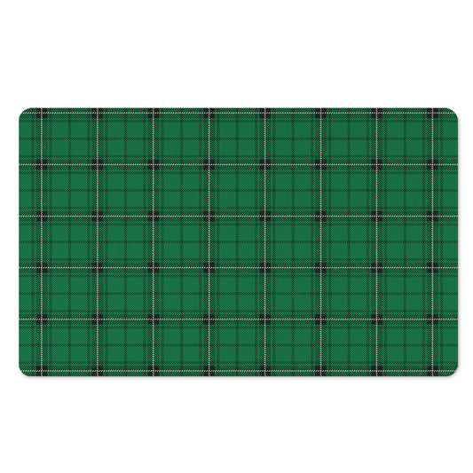 Green Stewart Tartan Print Polyester Doormat