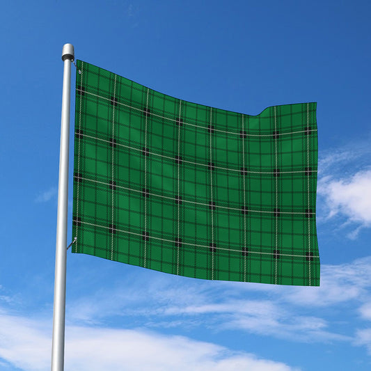 Green Stewart Tartan Print Polyester Flag