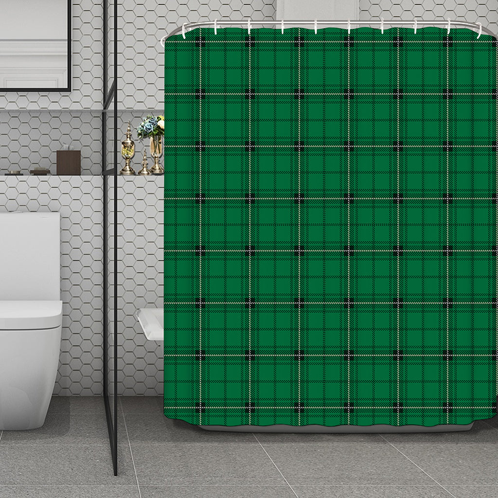 Green Stewart Tartan Print Polyester Shower Curtain