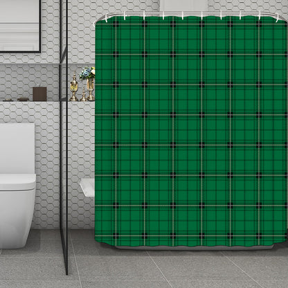 Green Stewart Tartan Print Polyester Shower Curtain