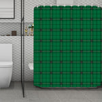 Green Stewart Tartan Print Polyester Shower Curtain