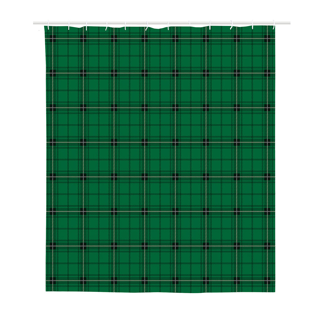 Green Stewart Tartan Print Polyester Shower Curtain