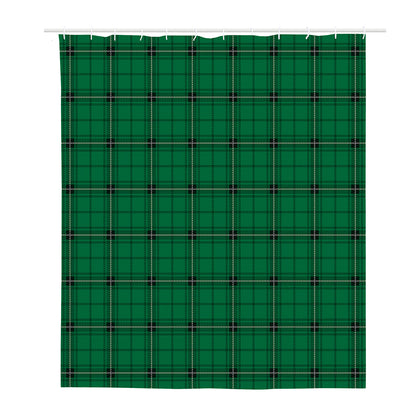 Green Stewart Tartan Print Polyester Shower Curtain