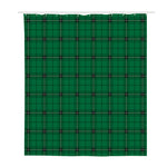 Green Stewart Tartan Print Polyester Shower Curtain
