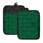 Green Stewart Tartan Print Pot Holders With Pocket