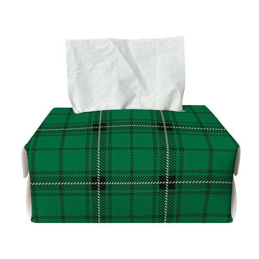 Green Stewart Tartan Print Rectangle Tissue Box Cover