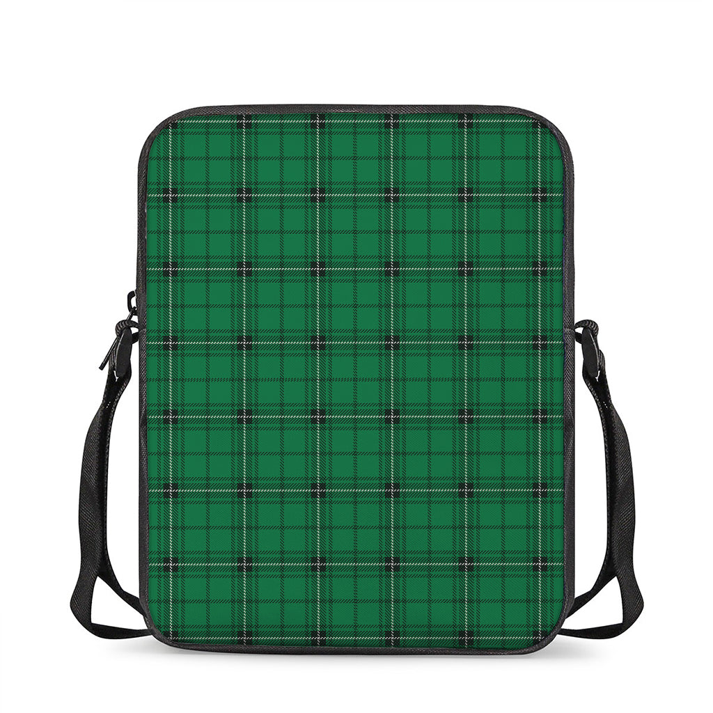 Green Stewart Tartan Print Rectangular Crossbody Bag