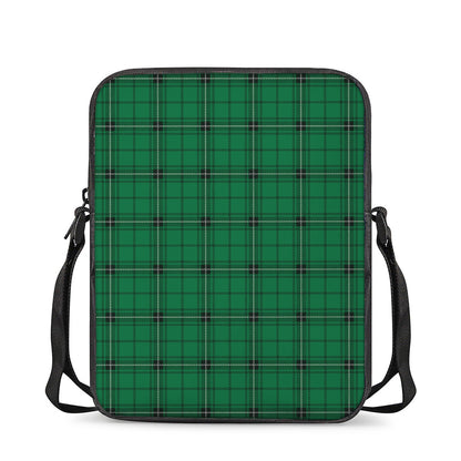 Green Stewart Tartan Print Rectangular Crossbody Bag