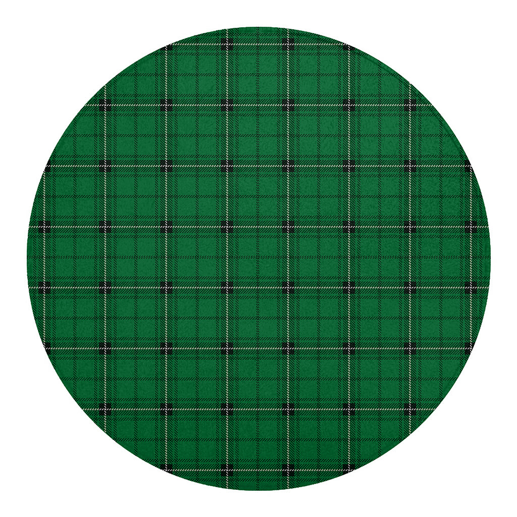 Green Stewart Tartan Print Round Blanket