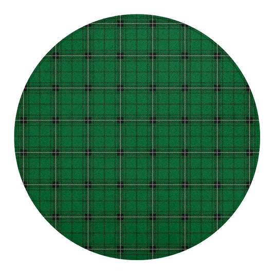 Green Stewart Tartan Print Round Blanket