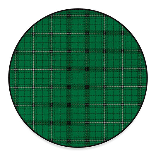 Green Stewart Tartan Print Round Floor Mat
