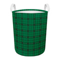 Green Stewart Tartan Print Round Laundry Basket