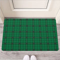 Green Stewart Tartan Print Rubber Doormat
