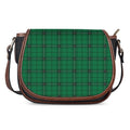 Green Stewart Tartan Print Saddle Bag