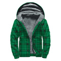 Green Stewart Tartan Print Sherpa Lined Zip Up Hoodie