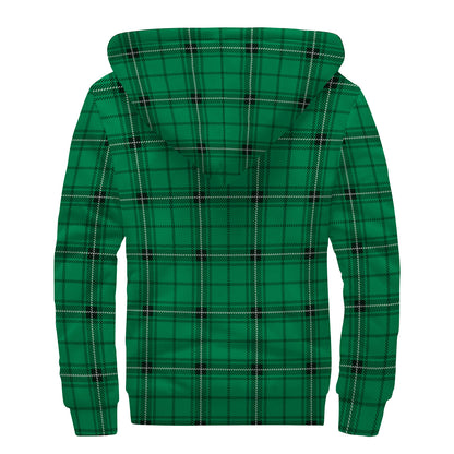 Green Stewart Tartan Print Sherpa Lined Zip Up Hoodie
