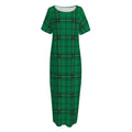 Green Stewart Tartan Print Short Sleeve Long Nightdress