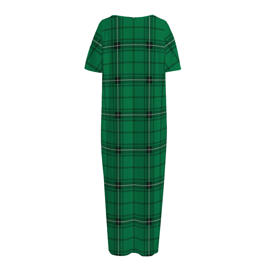 Green Stewart Tartan Print Short Sleeve Long Nightdress