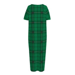 Green Stewart Tartan Print Short Sleeve Long Nightdress