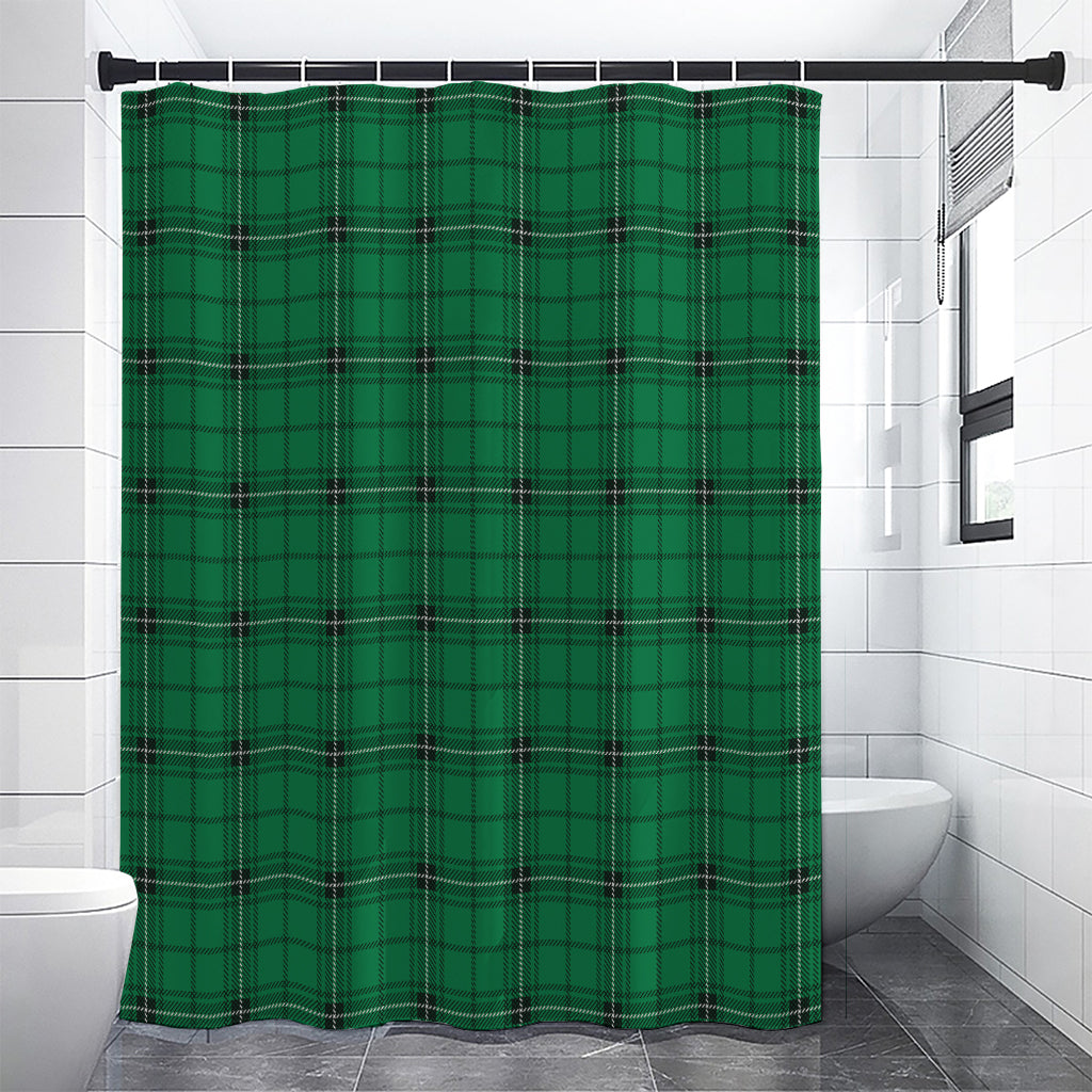 Green Stewart Tartan Print Shower Curtain